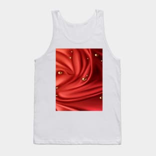 red, silky, draped fabric with golden balls Tank Top